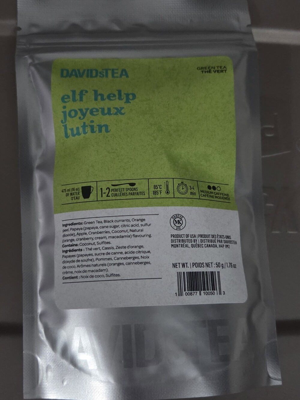 2/$20 New! Sealed! Davidstea ELF HELP Loose Leaf Tea 50g Davids Tea
